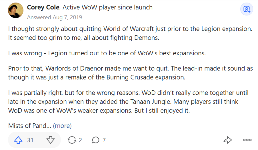 world of warcraft expansions in order